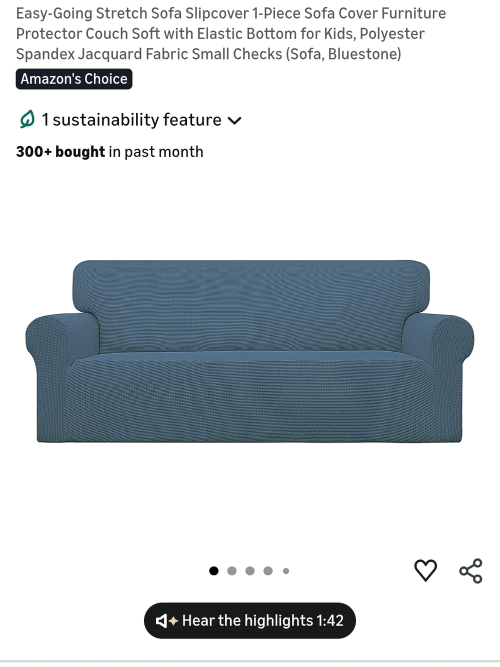 Stretch Sofa Slipcover in Bluestone -